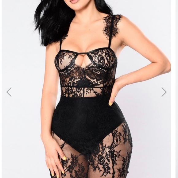 Fashion Nova Black Lace Dress Lingerie NWT - Picture 4 of 11